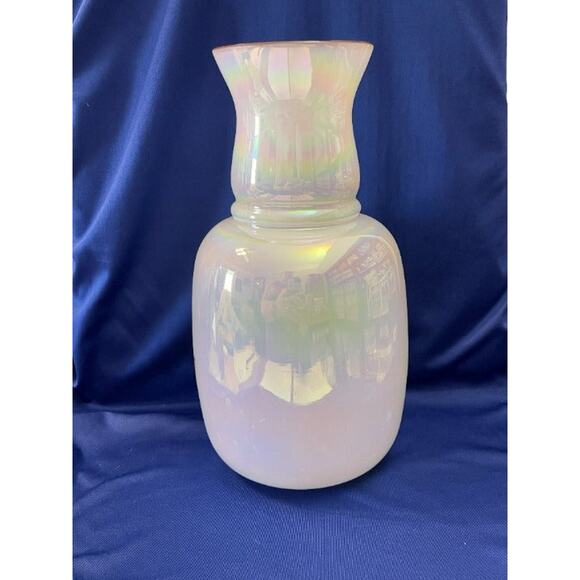 White Pearlized Porcelain Vase with Hand Painted Blossoms and Butterflies - Picture 3 of 8